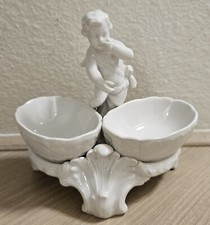 VINTAGE KPM Porcelain Double Open Salt Cellar W/ Cherub Decoration Figurine picture