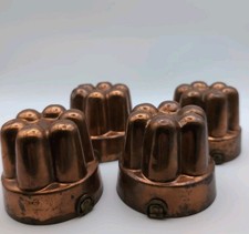 Antique Victorian Copper Jelly Molds,   Individual Serving,  Set Of 4, 2.5
