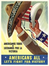 Fight For Victory 1943 Mexican American WWII Poster - 18x24 picture
