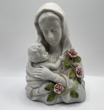 Vintage 1986 Touch Of Rose Mary Madonna With Child Figure Pink Roses 4