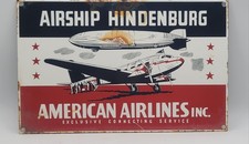 Vintage American Airlines Airship Hindenberg Porcelain Enameled Metal Sign picture