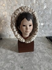 Vintage 1972 Cybis Porcelain Bust Eskimo Child “Snow Bunting” picture
