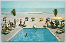 1964 Myrtle Beach SC Beachfront Pool Resort Vintage Postcard, Sent 