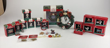 Lot of 18 Hallmark Keepsake Miniature Ornaments with Display Wreath & Hooks 1989 picture