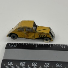 Vintage Yellow Cracker Jack Tin Toy Car Vehicle Premium Chrysler Airflow Style picture