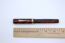VINTAGE ARISTOCRACT OVERSIZE MOTTLED RED HARD RUBBER FOUNTAIN PEN picture