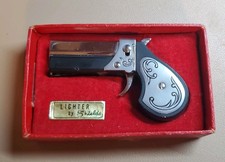 Vintage Shields Derringer Pistol Gun Lighter Black Silver RARE With Original Box picture