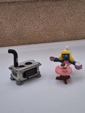 Vintage Super Smurfette Kitchen Scene with Gray Oven, Table,& Tea Set Schleich picture