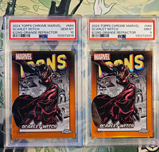 Topps 2024 Chrome Marvel Scarlet Witch Icons Orange Bookends PSA 9/10 Lot 2 picture