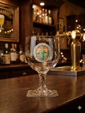 Vintage Hoegaarden De Verboden Vrucht Belgian Beer Chalice Glass Twisted Stem picture