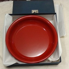 Echizen Lacquerware Red Urushi Dish 22cm Unused Japan Traditional picture