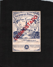 Unused 1930s CUBAN DESMOSTADO Agua Ardiente ALVAREZ SAN CARLOS Rum Label MA6 picture