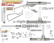 WW2 8x10 Photo WW2 British Sten Mk II Scheme Drawing Print O5588 picture