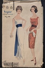 Vogue 4977 Special Design Pattern ©1959; Dress, Obi Sash, & Cummerbund B32/Cut. picture