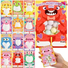 JOYIN 72 Pcs Valentines Monster Gift Cards with Bags Candy Holder Cards picture