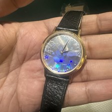Working Vtg Lorus Disney Mickey Mouse Watch Unisex 35mm Gold Tone Holographic picture