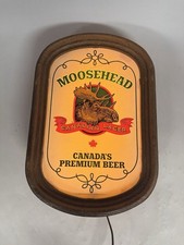Vtg Moosehead Beer Light Up Sign Canadian Lager RARE DESIGN Bar Decor 14.5