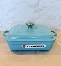 Le Creuset Square Cast Iron Turquoise Blue 3 Qt New picture