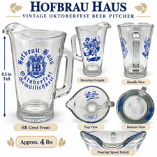 Vintage Hofbrau Haus Cleveland Oktoberfest Glass Beer Pitcher Gemutlichkeit HB picture