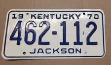 1970 Kentucky License Plate Tag # 462-112  Jackson Co  - Nicer One  picture