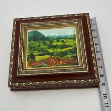 Olivia Master Blends Wooden Cigar Box Brass Hinges Painted Art with small box picture