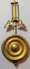 Vintage Clock Pendulum Brass Gridiron Ivy Leaf Ring Bob Rating Nut 6 Inch picture