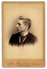 Antique Cabinet Card Circa 1860s Roshon Studio Profile Young Man Suit Lebanon PA picture