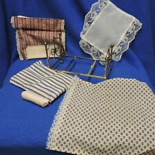 Vintage Shackman Doll House Brass Bed Mattress and Sheets picture