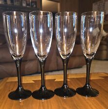 4 Black and Clear Champagne Flutes Mikasa Alexandra Set of 4 Stemware  picture
