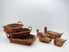 Vintage Woven Wood Wicker Basket Lot Duck Planters Farmhouse Decor 1.1 lb picture