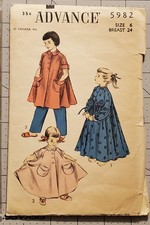Vintage 1940s Advance Children's Sewing Pattern Size 6 Robe Never Used picture