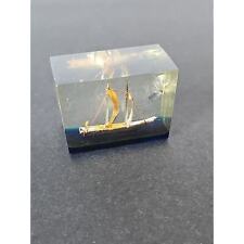Vtg Lucite Acrylic Antique Sailing Ship Paperweight Hong Kong picture
