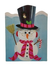 Vintage Norcross Die Cut Cardboard Winter Christmas Snowman Decoration picture
