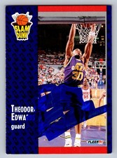 Fleer 1991 Theodore Edwards Blue Basketball Card Slam Dunk #227 picture