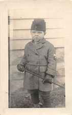 G82/ Interesting RPPC Postcard c1910 Boy in Military Uniform Sword Hat 18 picture