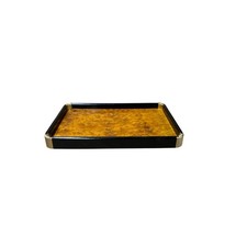 Chinoiseries Golden Brown Burl Rectangular Wood Accent Tray GB313 picture