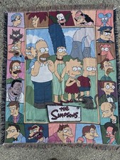 2001 The Simpsons Woven Tapestry Throw Blanket Mohawk Home 58x48 USA picture