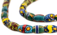 Oval Antique Venetian African Millefiori Trade Beads #15809 10mm Ivory Coast picture