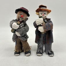 Vintage Two (2) Hobo Clown Cloth & Porceline Figurines picture