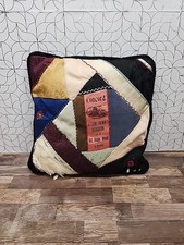 Antique VICTORIAN CRAZY QUILT PILLOW Velvets Old Home Week 1899 Veteran Firemen picture