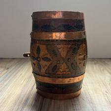 Antique Norwegian Beer Barrel with Rosemaling - Copper/Wood - No markings picture