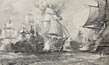 1886 Vintage Magazine Illustration Battle of Trafalgar by J. O. Davidson picture
