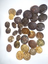 Vintage 34 Military Buttons, New York Button Works B&S Horseman Waterbury picture
