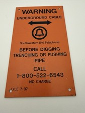 Vtg Southwestern Bell Single Sided DANGER Before Digging Call Aluminum Sign picture