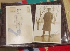1919 WWI 2 Men Military Uniforms Photos Thin Photo Paper Handsome Soldiers GC picture