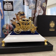 HOUSE OF  FABERGE PRINCESS DIANA STERLING IMPERIAL WEDDING COACH 14k GOLD BROOCH picture