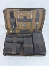 VTG Men’s Travel Shaving Grooming Kit Leather Toiletries Case “W.B.M.” 10.5in picture