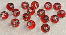 Lot of 16 Vintage Czech Glass Paperweight Buttons Red Pink Rose Gold Aventurine picture