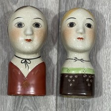 Vintage Scandinavian Folk Art GEMMA TACCOGNA Style Busts Set of 2 picture