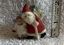 Antique German Hertwig Bisque Santa Claus w/ Little Girl Angel Figurine picture